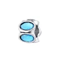 Vintage silver alloy bead with dual oval light blue crystals for DIY jewelry - Light Blue