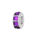 Silver bead charm with square purple crystals for DIY jewelry bracelet making - Purple