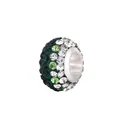 Sparkling green and white crystal encrusted large-hole charm bead for jewelry making - Dark Green