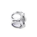 Silver-finished alloy charm bead with sparkling clear oval crystals for charm bracelets - White