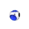 Silver alloy large hole bead with faceted deep blue crystals for charm bracelets - Dark Blue