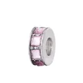 Silver charm bead with pink square-cut crystals for DIY bracelets and necklaces - Pink