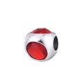 Silver alloy drum charm bead with vibrant faceted red crystal stones for DIY jewelry - Red