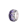 Sparkling purple crystal pavé charm bead with large hole silver core for bracelets - Purple