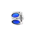 Charm in lega d'argento con gemme ovali blu scuro per bracciali e collane - Blu