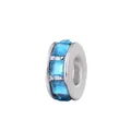 Silver bead spacer with rectangular blue crystals for DIY jewelry bracelet making - Lake Blue