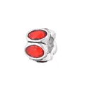 Charm in lega d'argento con due rubini rossi ovali per bracciali e collane fai-da-te - Rosso