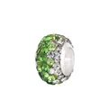 Green crystal pavé European style charm bead with large silver core for bracelets - Green