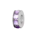 Polished silver spacer bead with square purple zircons for DIY bracelet jewelry - Light Purple