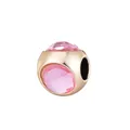 Golden alloy round bead charm with pink multifaceted crystal for DIY jewelry making - Light Pink