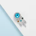 Sparkling dreamcatcher pendant with blue center stone and three feather charms - Dreamcatcher Style (Silver With Blue Main Stone)