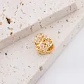 Hollow gold heart charm with pink enamel flower for DIY jewelry making and bracelets - Gold Style (1)
