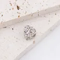 Hollow heart-shaped silver charm with pink enamel floral and tree branch details - Silver Style (2)