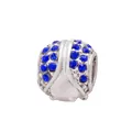 Detailed view of silver ladybug charm bead with blue crystals for DIY jewelry making - Bright Blue Ladybug (8)