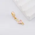 Pink enamel heart charm with gold musical note for DIY beaded jewelry and bracelets - Gold