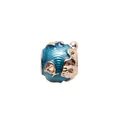 Detailed blue enamel ocean charm with rose gold fish motifs and wave patterns - Dark Blue Fish Pattern (1)