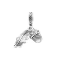 Silver acorn and fallen leaf dangle charm with cubic zirconia for beaded bracelets - Acorn And Leaf Combo (Silver) / Silver