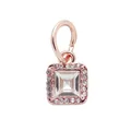 Detalle del colgante cuadrado en oro rosa con halo de circonitas y piedra central - Estilo Cuadrado Oro Rosa (2)