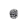 Macro shot of vintage silver hollow charm bead with intricate floral and geometric patterns - Exquisite Five Petal Flower Hollow Style