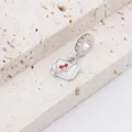 Silver medical charm with stethoscope and red cross on a stone background - Doctor Bag Style (1) / Silver