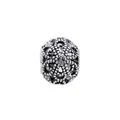 Macro shot of retro openwork silver bead with intricate bohemian floral pattern - Beaded Geometric Floral Style