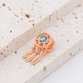Rose gold dreamcatcher bead with heart blue gemstone and three feather pendants - Rose Gold Dreamcatcher Blue Heart