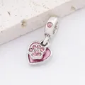 Pink heart cat paw safety chain charm with sparkling zircons for DIY jewelry making - Pink Heart Cat Paw (1)