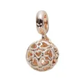 Detailed close-up of rose gold hollow heart-shaped bead charm for DIY charm bracelets - Rose Gold Style (2)