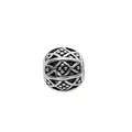 Vintage hollow silver geometric charm bead with ornate lattice pattern for DIY bracelets - Ethnic Style Rhombus Hollow Bead