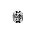 Vintage hollow silver charm bead with ornate symbols for DIY bracelet making - Barrel Shape Horseshoe Pattern Bead