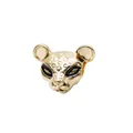 Elegant gold leopard head charm with black enamel eyes and textured spots for jewelry DIY - Gold Leopard Head