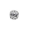 Vintage silver hollow spherical bead with intricate spiral engravings for DIY jewelry - Bohemian Spiral Carved Bead