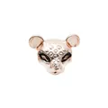 Detailed view of rose gold leopard head charm with black spotted enamel finish - Rose Gold Leopard Head