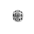 Retro hollow spherical charm bead in silver finish with intricate diamond patterns - Rhombus Uneven Texture Bead