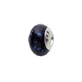 Macro view of faceted deep blue charm with glitter and 925 silver metal core - Sparkly Dark Blue Silver Core (5)