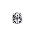 Vintage style hollow floral silver bead with detailed retro engravings for DIY bracelets - Wave Pattern Hollow Ball