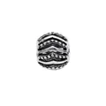 Retro oxidized silver hollow bead charm for DIY bracelet with wavy pattern texture - Serrated Uneven Cylinder Bead