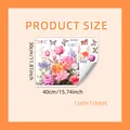 Detailed dimension guide for 30x40cm floral glass stickers with butterfly motifs - Pink Orange Flowers Butterfly (DJ7042-YC) / 30*40cm