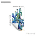 Pegatina de pared cactus acuarela azul autoadhesiva 30x50cm decorativa - 30*50cm*1 Hoja