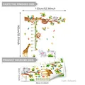 Detail view of jungle animal height chart decals with giraffe and elephant illustrations - Jungle Animals Giraffe (M12024)