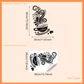 Minimalist coffee cup wall sticker with flower patterns, 40x30cm DIY kitchen wall decal - Style MS6433