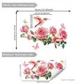 Selbstklebende Blumen-Wandtattoos mit rosa Rosen Kolibris und Schmetterlingen - Rosa Rose Kolibri Stil