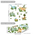 Detailed sheet layout of watercolor dinosaur and cactus wall stickers for kids' rooms - B16007-YJ Style / 2 Sheets Set (30x90cm)