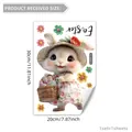 Easter bunny wall sticker with floral dress and basket, 30x20cm static window cling - 30*20cm