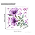 Purple flower and butterfly static window cling double-sided floral decal sheet - 30x30cm
