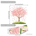 Pegatinas de pared de cerezo rosa con hierba verde para decoración de salón y hogar - 30x90cmx2 Hojas