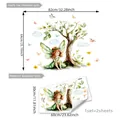 Watercolor forest fairy wall stickers with tree birds and butterflies for kids room decor - Fairy Sitting Under Tree Style (MS7251-YC)