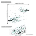 Stickers muraux branches de fleurs bleues incluant 4 feuilles et dimensions d'affichage - Style Fleur Bleue Oiseau