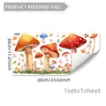 Detail view of 30x60cm mushroom house and forest animals watercolor wall sticker sheet - Forest Mushroom Rabbit Forest Style (MS7238-YC)