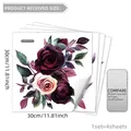 Set of 4 watercolor floral window stickers with purple and pink roses, size 30cm each - 30x30cm / Purple Rose Style (DJ4105-ZC)